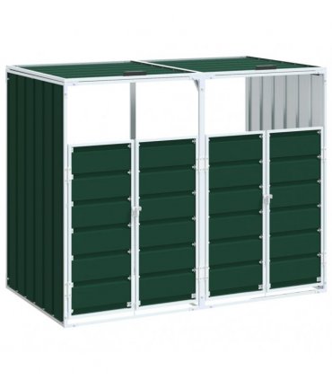 vidaXL Wheelie Bin Storage for Double Bins Green 144x81x113 cm Steel