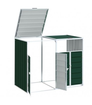 vidaXL Wheelie Bin Storage for Double Bins Green 144x81x113 cm Steel