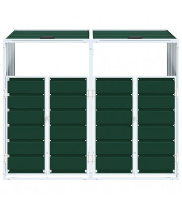 vidaXL Wheelie Bin Storage for Double Bins Green 144x81x113 cm Steel