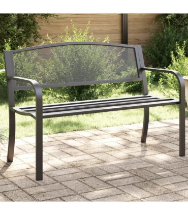 vidaXL Garden Bench | Black | Powder-Coated Steel | Standard |  Durable