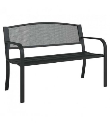 vidaXL Garden Bench | Black | Powder-Coated Steel | Standard |  Durable