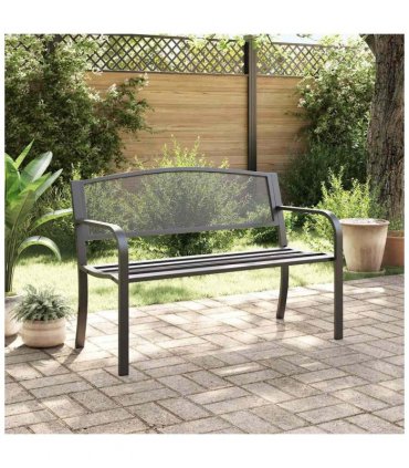 vidaXL Garden Bench | Black | Powder-Coated Steel | Standard |  Durable
