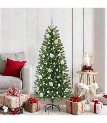 vidaXL Christmas Bauble Set with 150 LEDs 61 pcs White Plastic