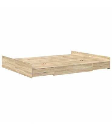 vidaXL Storage Bed Frame Sonoma Oak 140 x 190 cm Engineered Wood
