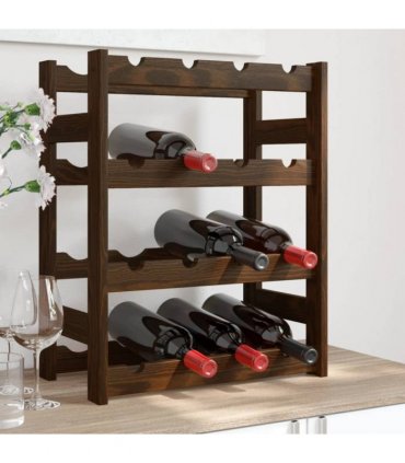 vidaXL Wine Rack for 16 Bottles Brown Solid Wood Pine