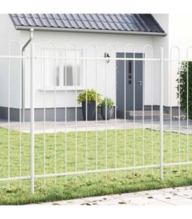 vidaXL Garden Fence 3 pcs Grey 5.1 x 0.6 m Powder-coated Steel