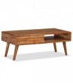vidaXL Coffee Table Solid Wood with Carved Drawer 100x50x40 cm
