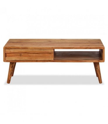 vidaXL Coffee Table Solid Wood with Carved Drawer 100x50x40 cm