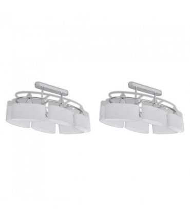 vidaXL Ceiling Lamp | Set of 2 | Chrome, White | Metal, Glass | Medium