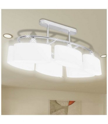 vidaXL Ceiling Lamp | Set of 2 | Chrome, White | Metal, Glass | Medium