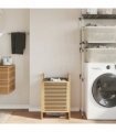 vidaXL Laundry Basket with Grey Bag 32x30x36.5 cm Bamboo