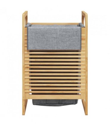 vidaXL Laundry Basket with Grey Bag 32x30x36.5 cm Bamboo