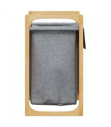 vidaXL Laundry Basket with Grey Bag 32x30x36.5 cm Bamboo