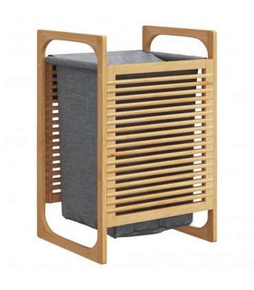 vidaXL Laundry Basket with Grey Bag 32x30x36.5 cm Bamboo