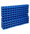 vidaXL 128 Piece Storage Bin Kit with Wall Panels Blue and Black