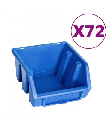 vidaXL 128 Piece Storage Bin Kit with Wall Panels Blue and Black