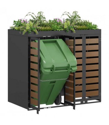 vidaXL Wheelie Bin Storage for 2 Bins Anthracite 136 x 77.5 x 121.5 cm