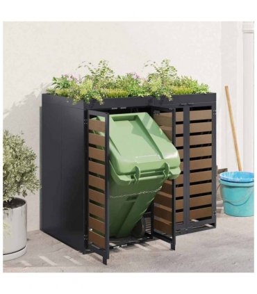 vidaXL Wheelie Bin Storage for 2 Bins Anthracite 136 x 77.5 x 121.5 cm