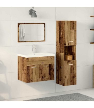 vidaXL Bathroom Furniture Set with Shelf 4 pcs Brown Engineered Wood