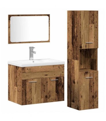 vidaXL Bathroom Furniture Set with Shelf 4 pcs Brown Engineered Wood