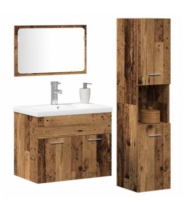 vidaXL Bathroom Furniture Set with Shelf 4 pcs Brown Engineered Wood