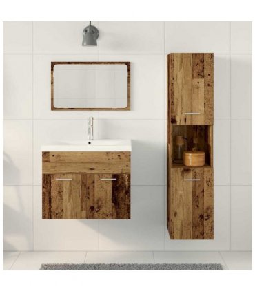 vidaXL Bathroom Furniture Set with Shelf 4 pcs Brown Engineered Wood
