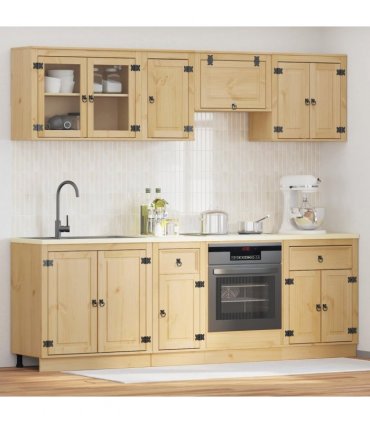vidaXL Cabinet with Drawer SKI 8 pcs Honey Brown Solid Pine Wood