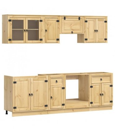 vidaXL Cabinet with Drawer SKI 8 pcs Honey Brown Solid Pine Wood