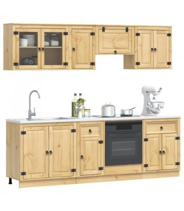 vidaXL Cabinet with Drawer SKI 8 pcs Honey Brown Solid Pine Wood