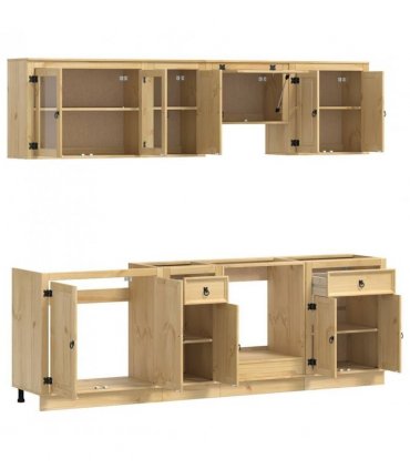 vidaXL Cabinet with Drawer SKI 8 pcs Honey Brown Solid Pine Wood