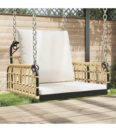 vidaXL Swing Chair with Cushions 63x58x39 cm Poly Rattan and Steel