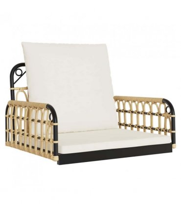 vidaXL Swing Chair with Cushions 63x58x39 cm Poly Rattan and Steel