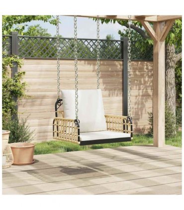 vidaXL Swing Chair with Cushions 63x58x39 cm Poly Rattan and Steel