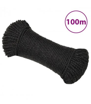 vidaXL Work Rope Black 8 mm 100 m Polypropylene