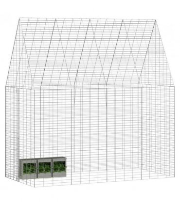 vidaXL Rabbit Cage Silver 200 x 100 x 210 cm Galvanised Steel