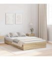 vidaXL Storage Bed Frame Sonoma Oak 120 x 190 cm Engineered Wood