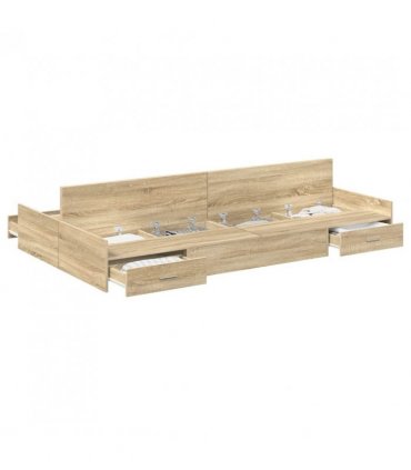 vidaXL Storage Bed Frame Sonoma Oak 120 x 190 cm Engineered Wood