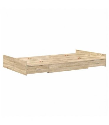 vidaXL Storage Bed Frame Sonoma Oak 120 x 190 cm Engineered Wood