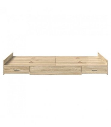 vidaXL Storage Bed Frame Sonoma Oak 120 x 190 cm Engineered Wood