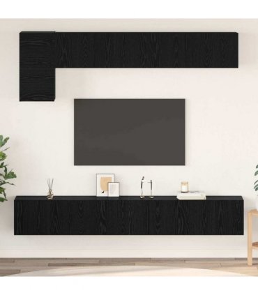 vidaXL TV Cabinet Set Wall-mounted 5 pcs Black Oak Engineered Wood