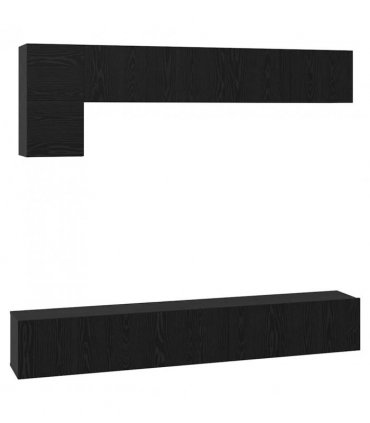 vidaXL TV Cabinet Set Wall-mounted 5 pcs Black Oak Engineered Wood