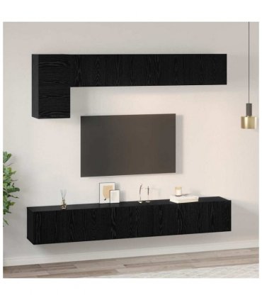 vidaXL TV Cabinet Set Wall-mounted 5 pcs Black Oak Engineered Wood
