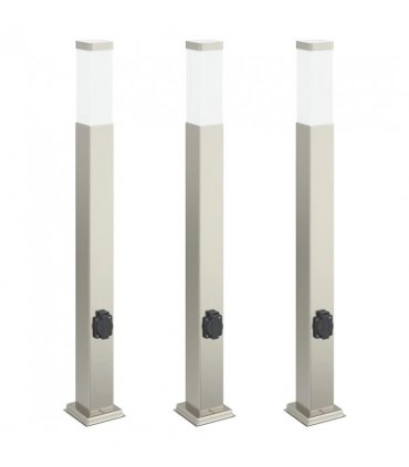 vidaXL Bollard Lights with Outlet 3 pcs 80 cm Stainless Steel IP44