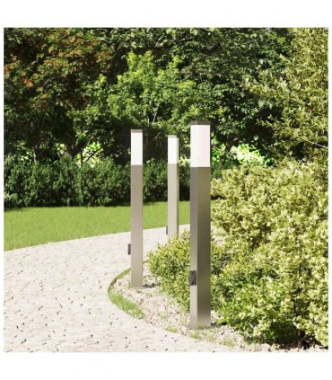 vidaXL Bollard Lights with Outlet 3 pcs 80 cm Stainless Steel IP44