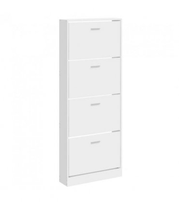 vidaXL Shoe Cabinet High Gloss White 59x17x150 cm Engineered Wood
