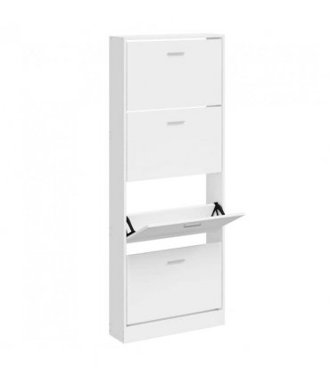 vidaXL Shoe Cabinet High Gloss White 59x17x150 cm Engineered Wood