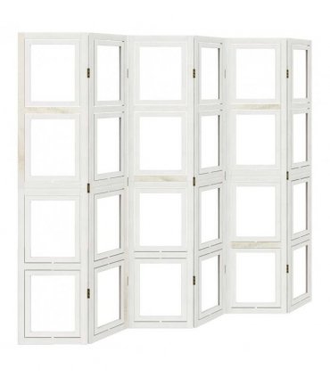 vidaXL Room Divider 6 Panels White Solid Wood Paulownia