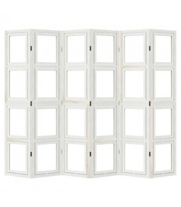 vidaXL Room Divider 6 Panels White Solid Wood Paulownia