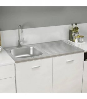 vidaXL Kitchen Sink with Drainer Set Silver 1000x600x155 mm Stainless Steel