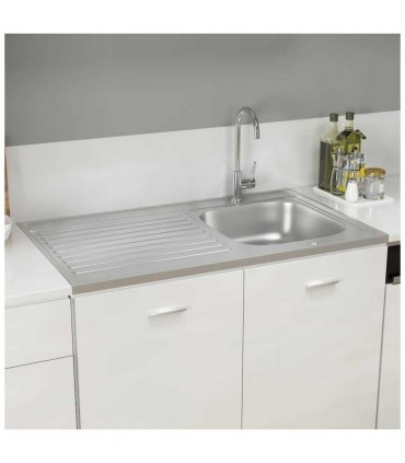 vidaXL Kitchen Sink with Drainer Set Silver 1000x600x155 mm Stainless Steel